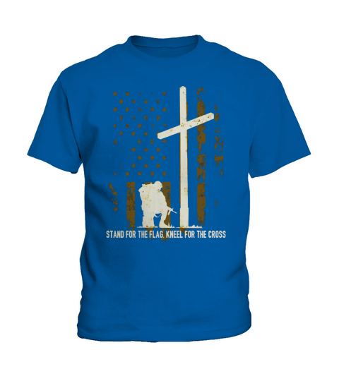 I Stand For Our Flag I Kneel For The Cross Veterans Shirt Kids T-Shirt
