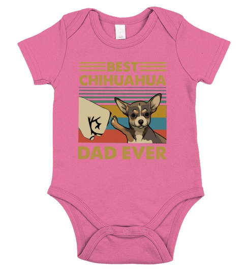 Best Chihuahua Dad Ever Retro Vintage Sunset Short Sleeve Baby One-Piece