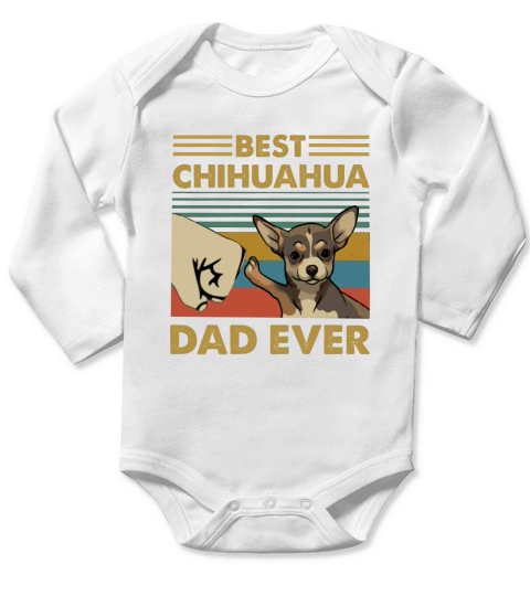Best Chihuahua Dad Ever Retro Vintage Sunset Long Sleeve Baby One-Piece