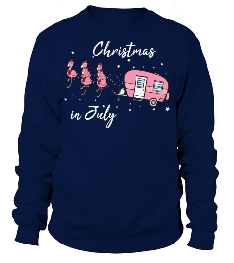 Flamingo Pink Camping Car Xmas Sweatshirt Unisex