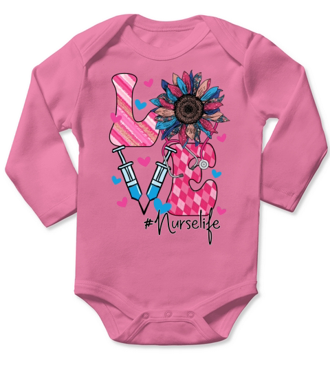 Nurse   Love nurselife 2 Long Sleeve Baby One-Piece