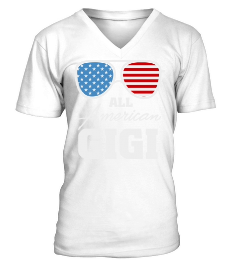 All American Gigi Sunglasses USA V-Neck T-shirt