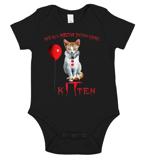 We All MEOW Down Here Clown Cat Kitten Short Sleeve Baby One-Piece