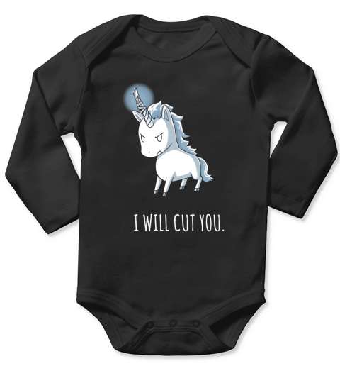 I WILL CUT YOU - STABBY UNICORN T-SHIRT Long Sleeve Baby One-Piece