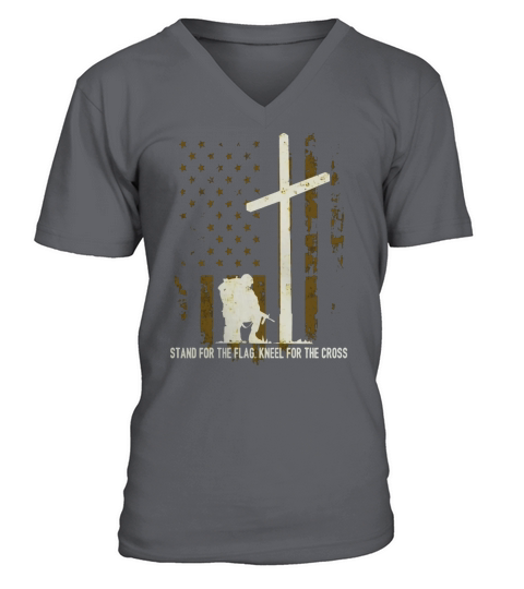 I Stand For Our Flag I Kneel For The Cross Veterans Shirt V-Neck T-shirt