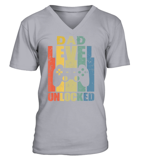 Mens Pregnancy Announcement Dad Level Unlocked Soon To Be Father V-Neck T-shirt