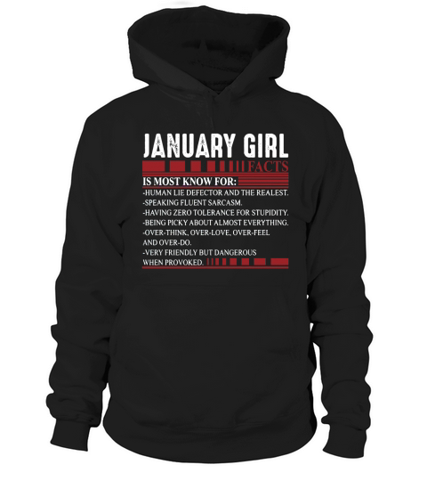 Womens January Girl Facts Funny Most Known For Human Lie Detector T-Shirt Hoodie Unisex