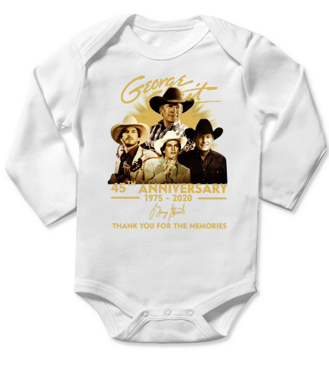 George Strait 45th Anniversary 1975 2020 Signature Thank You For The Memories Long Sleeve Baby One-Piece