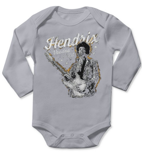 Jimi Hendrix Distressed Voodoo Child Vintage Graphic T-Shirt Long Sleeve Baby One-Piece