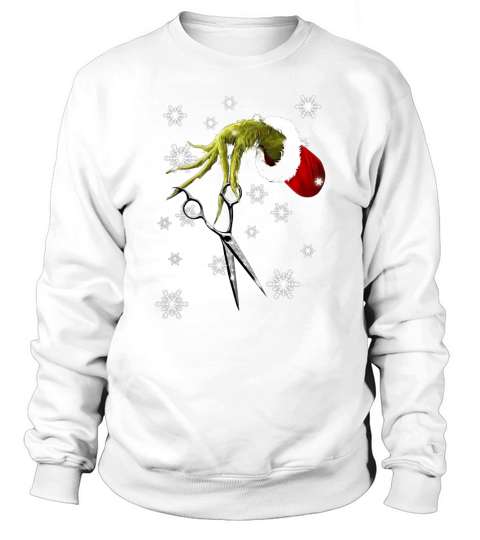 Christmas Grinch’s hand holding hair stylist scissor shirt Sweatshirt Unisex