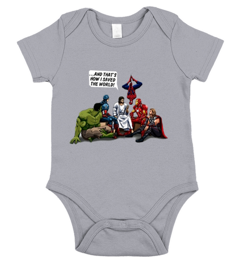 Jesus And Superheroes Shirt Short Sleeve Baby One-Piece