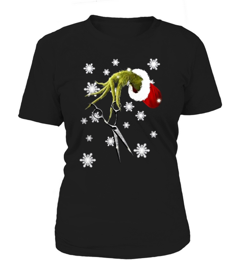 Christmas Grinch’s hand holding hair stylist scissor shirt Women's T-Shirt