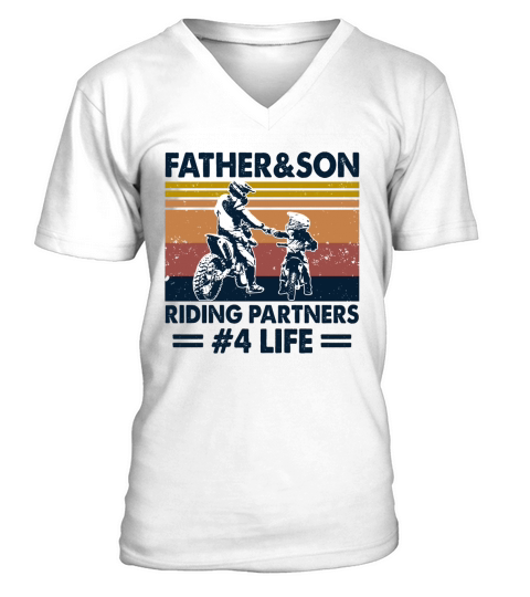 Motocross Father and Son Riding Partners 4 Life V-Neck T-shirt