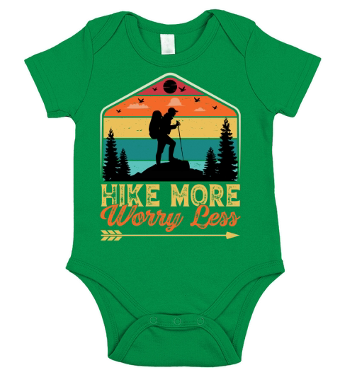 Hike More Worry Less Hiking T Shirt Design (1) Short Sleeve Baby One-Piece