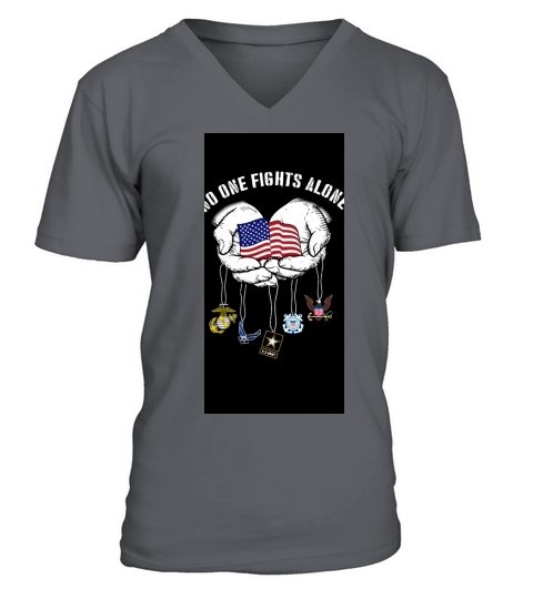 No one fights alone America Marine Corps Air Force Us Army Chatham Lighthouse - Iphone XR Case V-Neck T-shirt