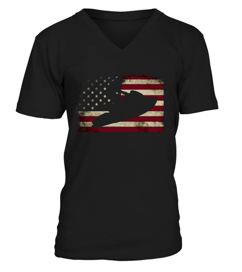 Jet Ski T Shirt Jet Skier Tee Jet Skiing T-Shirt USA Flag V-Neck T-shirt