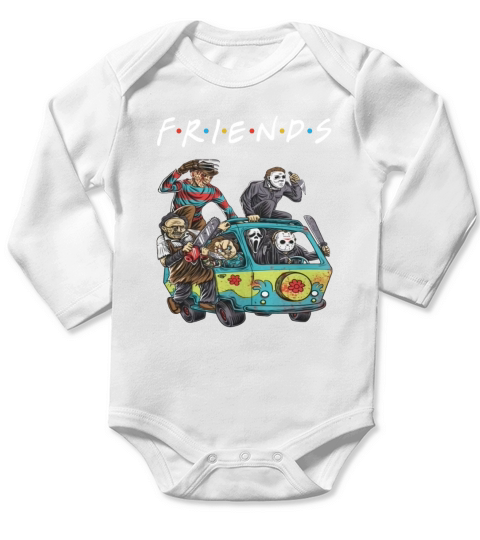 Michael Myers Friends In Bus With Horror Character shirt - Travel Mug Long Sleeve Baby One-Piece