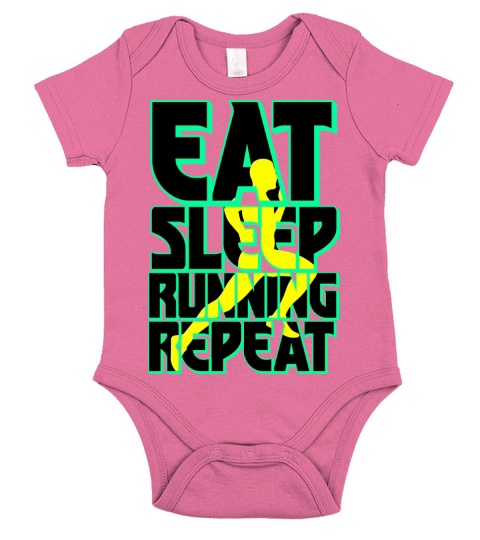Eat Sleep Running Repeat Funny Running Short Sleeve Baby One-Piece