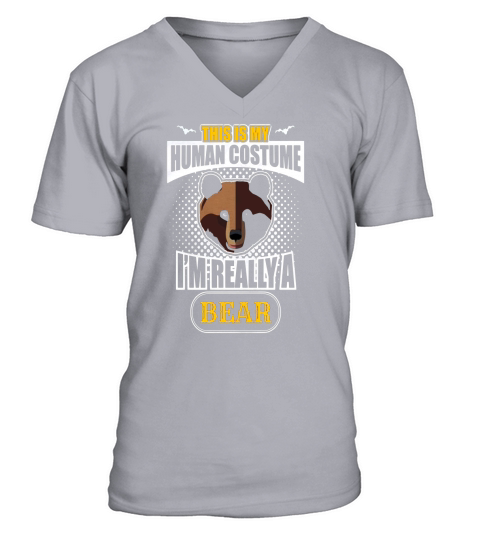 This Is My Human Costume Im Really A Bear Halloween V-Neck T-shirt