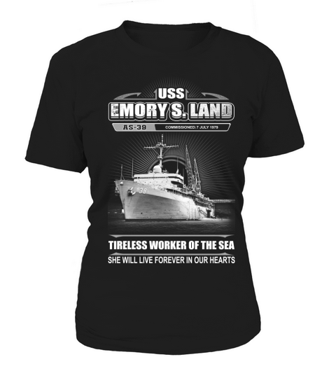 USS Emory S Land AS 39 She live forever in our hearts Women's T-Shirt