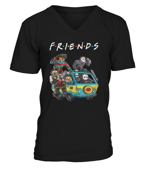 Michael Myers Friends In Bus With Horror Character shirt - Travel Mug V-Neck T-shirt