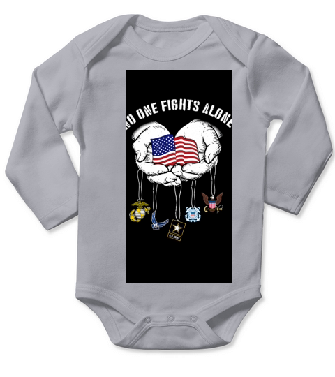 No one fights alone America Marine Corps Air Force Us Army Chatham Lighthouse - Iphone XR Case Long Sleeve Baby One-Piece