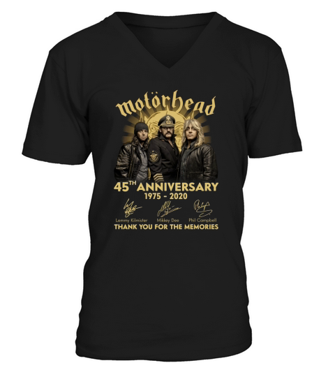 Official Motorhead 45th anniversary 1975 2020 thank you for the memories signatures V-Neck T-shirt