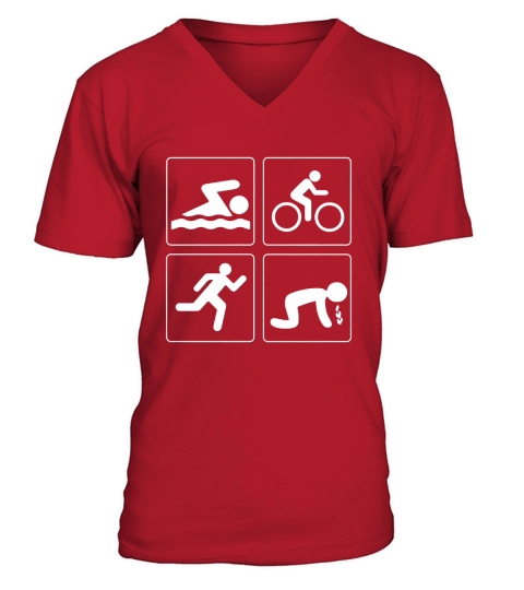 Bike swim run Vomiting Triathlon Funny T-shirt V-Neck T-shirt