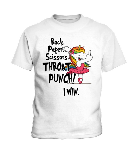 Unicorn Ballet Rock Paper Scissors Throat Punch I Win Kids T-Shirt
