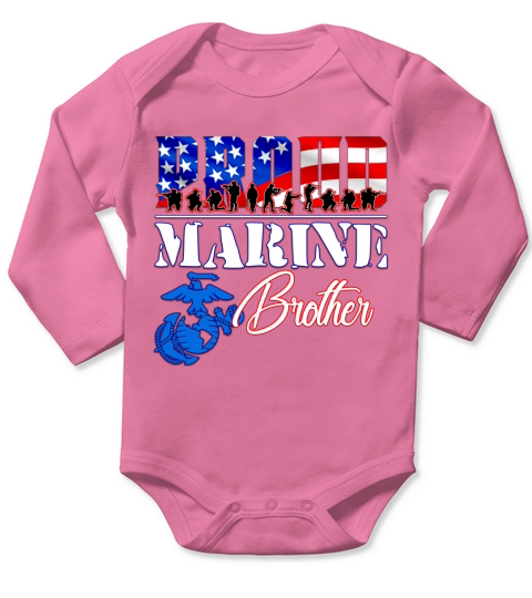 Proud Marine Brother Patriotic USA Military 2020 Long Sleeve Baby One-Piece