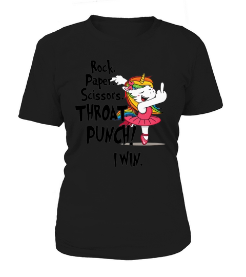 Unicorn Ballet Rock Paper Scissors Throat Punch I Win Women's T-Shirt