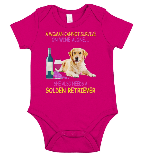 A woman cannot survive on wine alone Golden Retriever Short Sleeve Baby One-Piece
