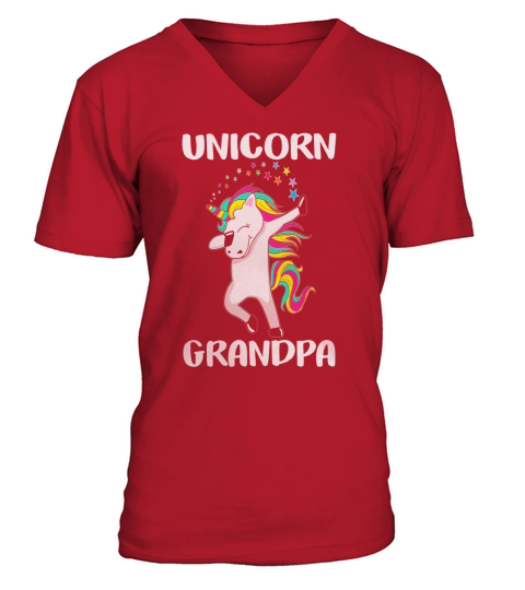 40 familyCute Grandpa Unicorn Dabbing Birthday T-Shirt Gifts For Men V-Neck T-shirt