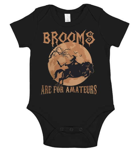 Brooms Are for amateurs horse halloween Short Sleeve Baby One-Piece