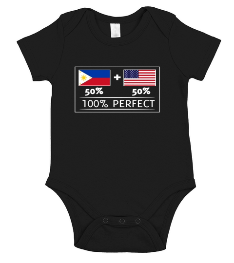 50% Philippines 50% USA Flags 100% Perfect Filipino T Shirt Short Sleeve Baby One-Piece