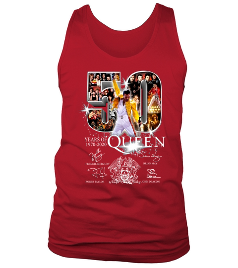 50 years of Queen 1970 2020 signatures Freddie Mercury Brian May shirt Tank Top Unisex