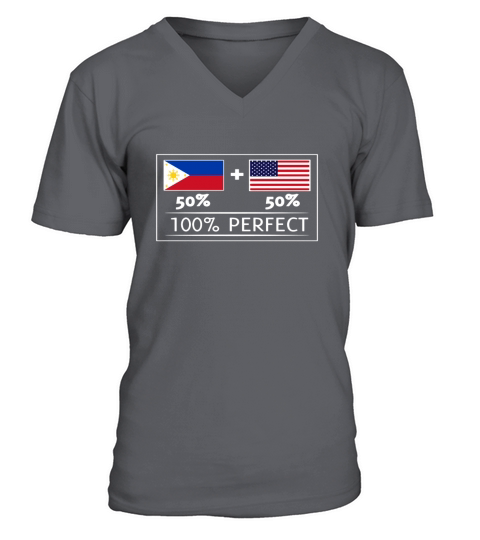 50% Philippines 50% USA Flags 100% Perfect Filipino T Shirt V-Neck T-shirt