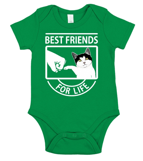 CAT! BEST FRIENDS FOR LIFE Short Sleeve Baby One-Piece