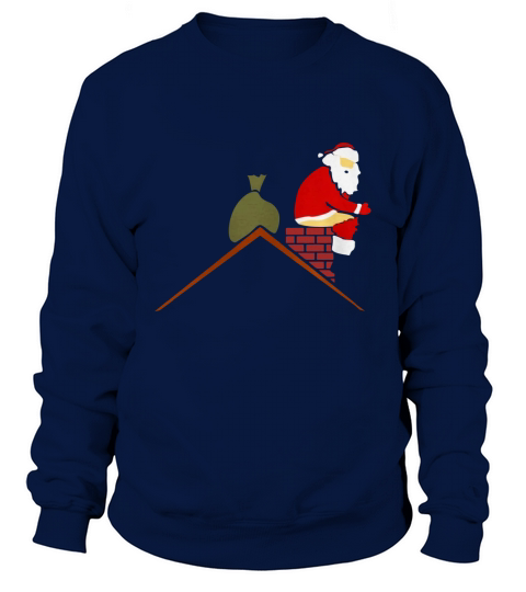 Merry Christmas Santa Claus in chimney poops color Sweatshirt Unisex