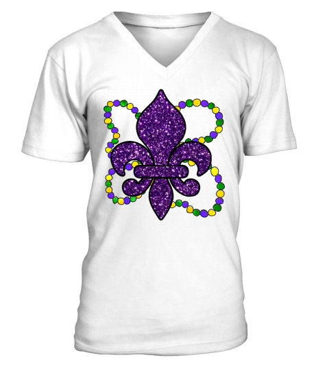 Fleurdelis Mardi Gras V-Neck T-shirt