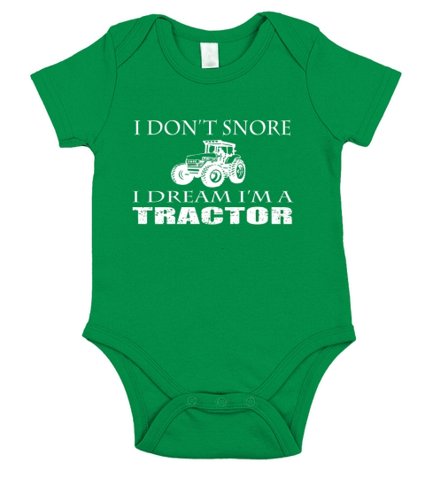 I Dont Snore I Dream Im A Tractor Funny Farmer Short Sleeve Baby One-Piece