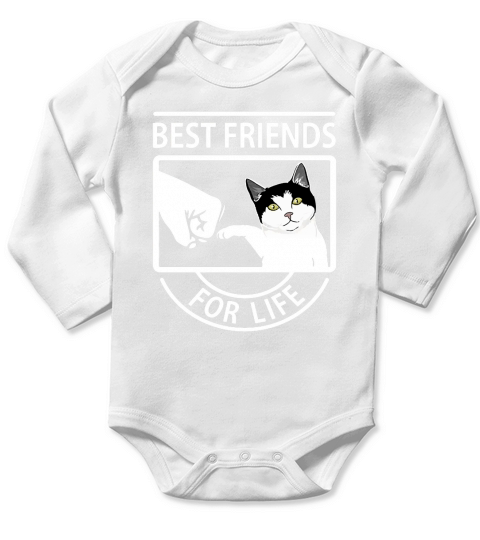 CAT! BEST FRIENDS FOR LIFE Long Sleeve Baby One-Piece
