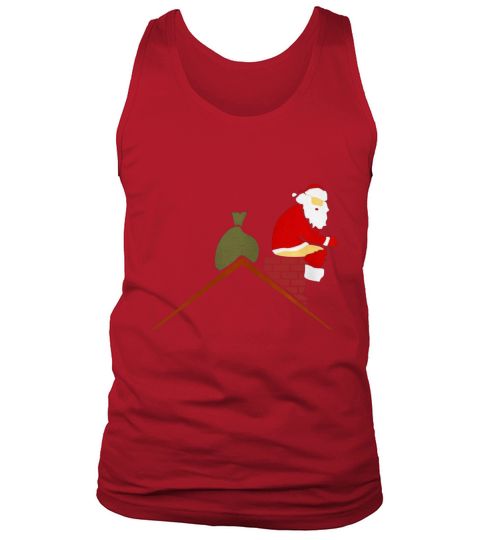 Merry Christmas Santa Claus in chimney poops color Shirt Tank Top Unisex