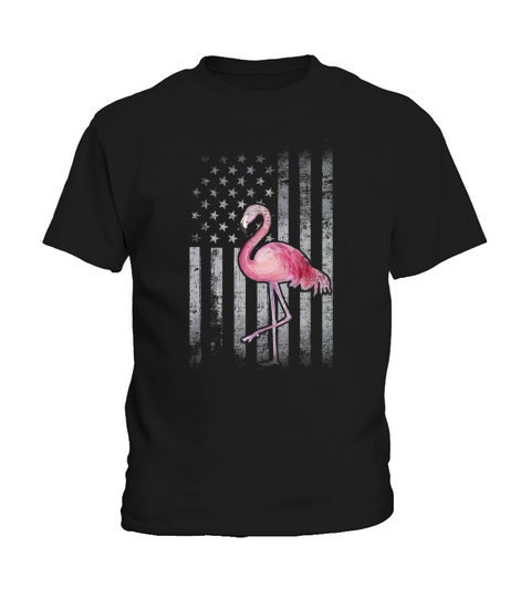 American Flag Pink Flamingo Patriotic 4th Of July shirt Kids T-Shirt
