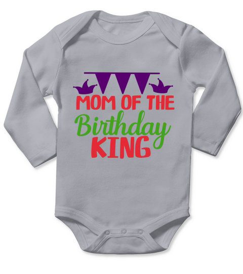 Mom Of The Birthday King Long Sleeve Baby One-Piece