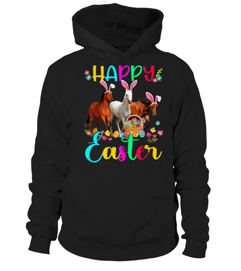 Happy Easter Horse Lover Three Horse Wearing Bunny Ear Premium T Shirt Hoodie Unisex