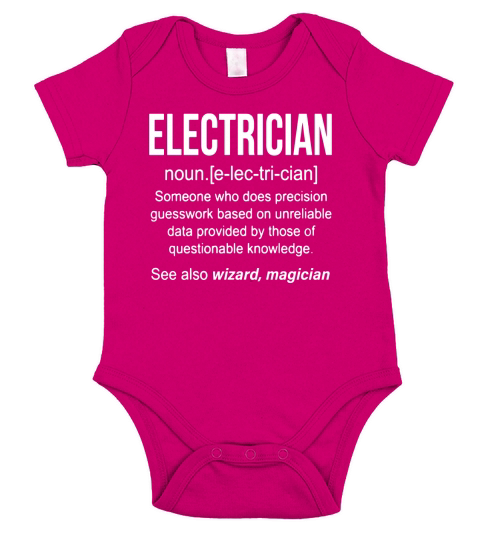Funny Electrician Meaning Shirt - Electrician Noun Definitio Short Sleeve Baby One-Piece
