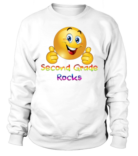 Emoji Second Grade Rocks Two Thumbs Up Cool Cute Back to Sch Sweatshirt Unisex