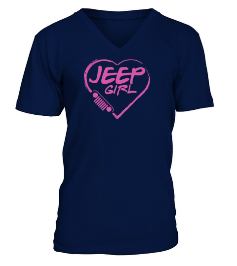 Jeepmädchen - rosafarbenes Herz reizendes T-Shirt V-Neck T-shirt