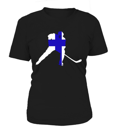 Finland Ice Hockey Shirt Fin Player Finnish Team Stick Puck Black Youth B0713SM6SN 1 Women's T-Shirt